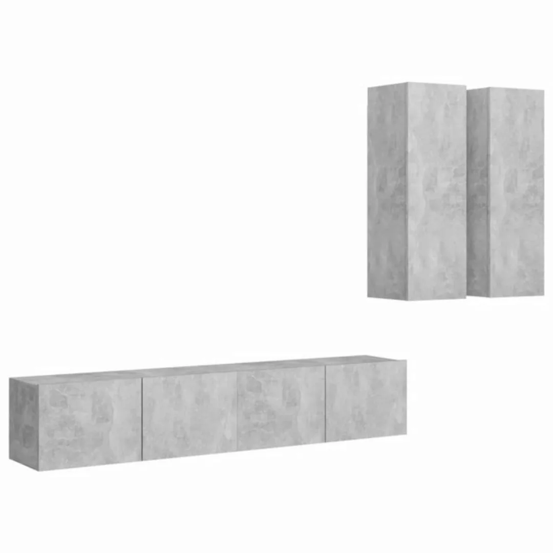 vidaXL TV-Schrank 4-tlg. TV-Schrank-Set Betongrau Holzwerkstoff (4-St) günstig online kaufen