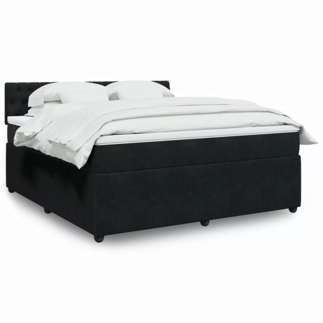 vidaXL Boxspringbett, Boxspringbett mit Matratze Schwarz 180x200 cm Samt günstig online kaufen