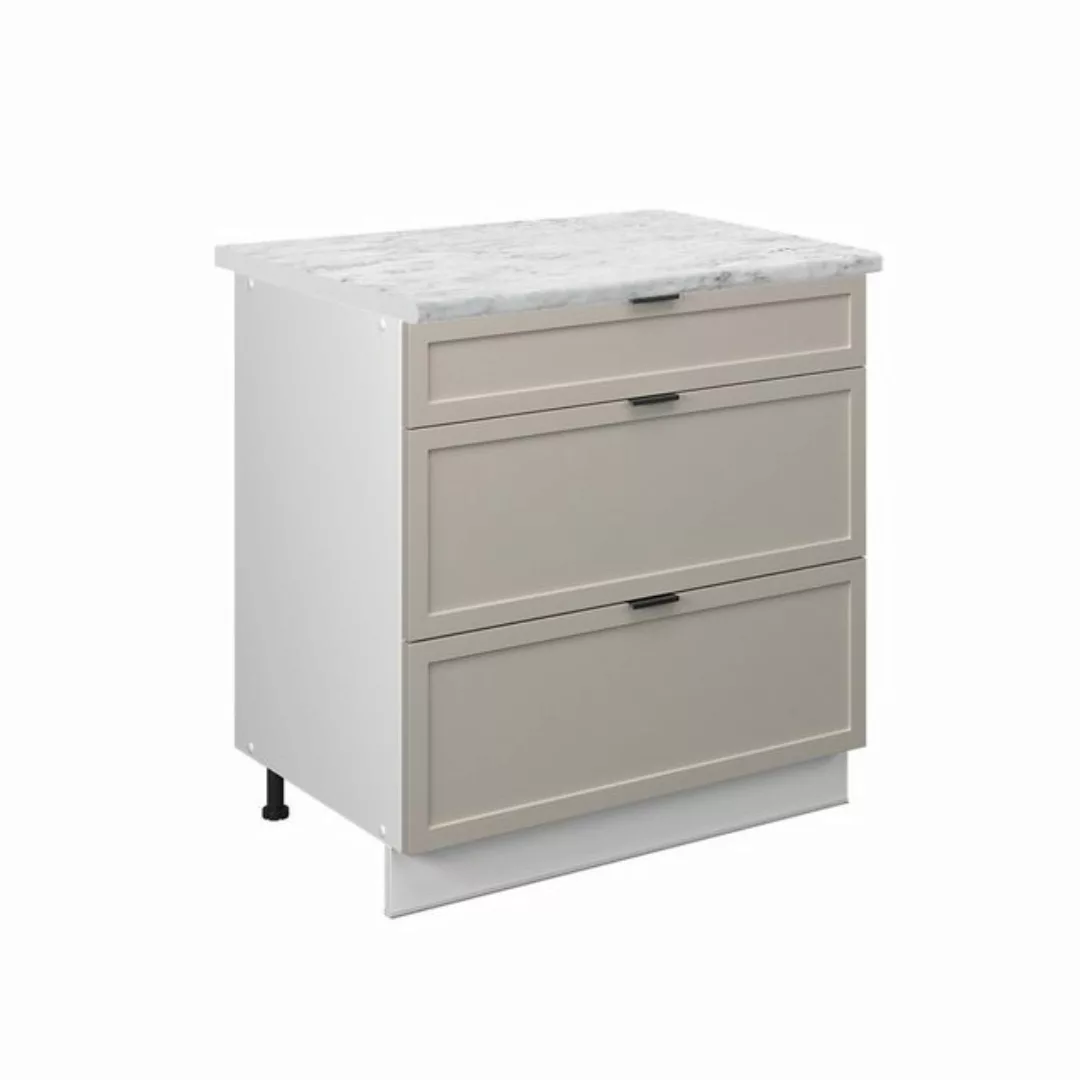 Vicco Unterschrank Fame-Line, GrauBeige/Weiß, 80 cm mit 3 Schubladen, AP Ma günstig online kaufen