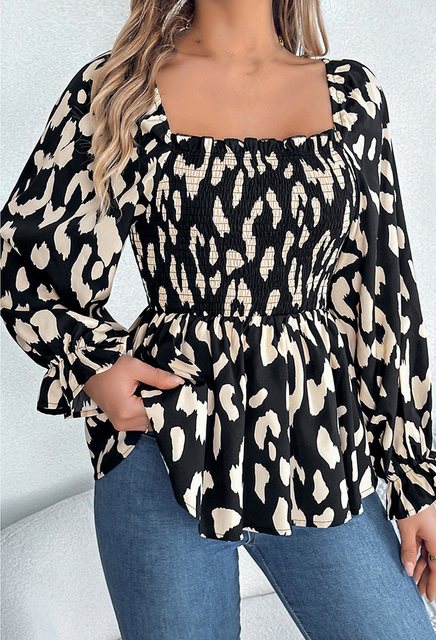 CHENIN Langarmhemd Damen Square Neck Langarm Chiffon Shirt Herbst und Winte günstig online kaufen