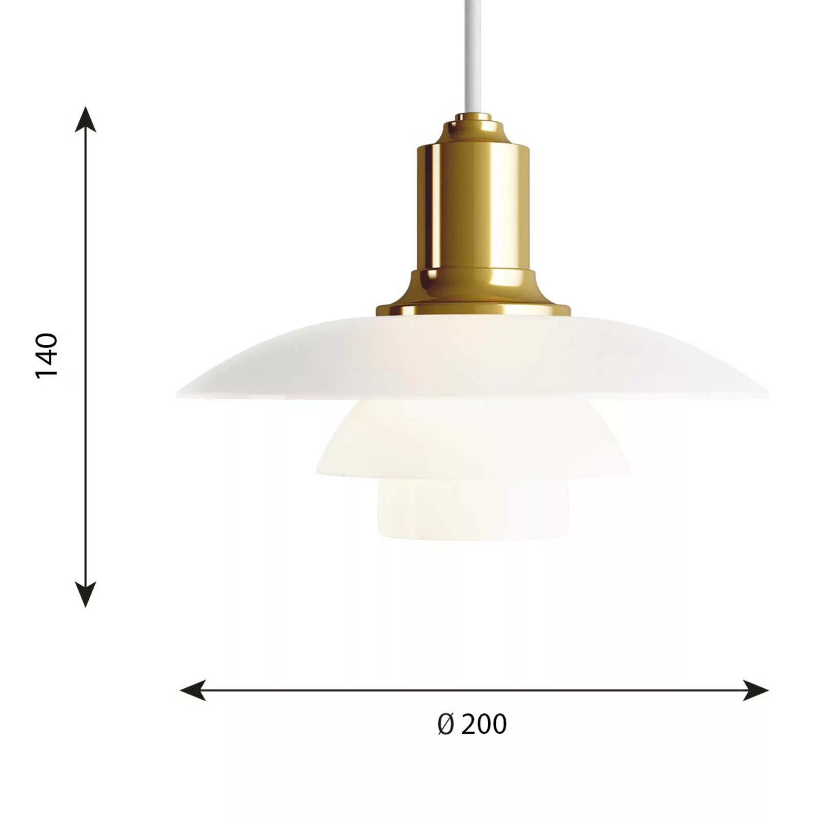 Louis Poulsen PH 2/1 Glas-Pendelleuchte messing günstig online kaufen