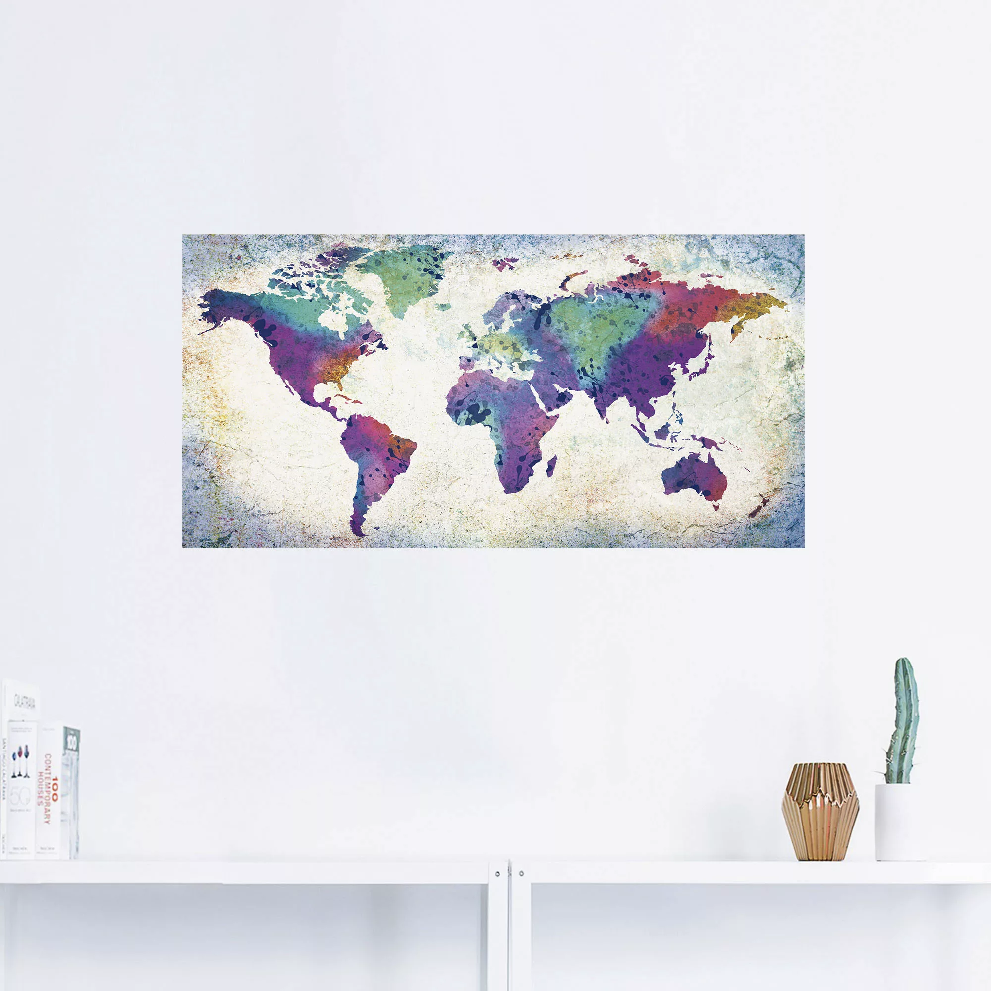 Artland Wandbild "bunte Weltkarte", Land- & Weltkarten, (1 St.), als Alubil günstig online kaufen