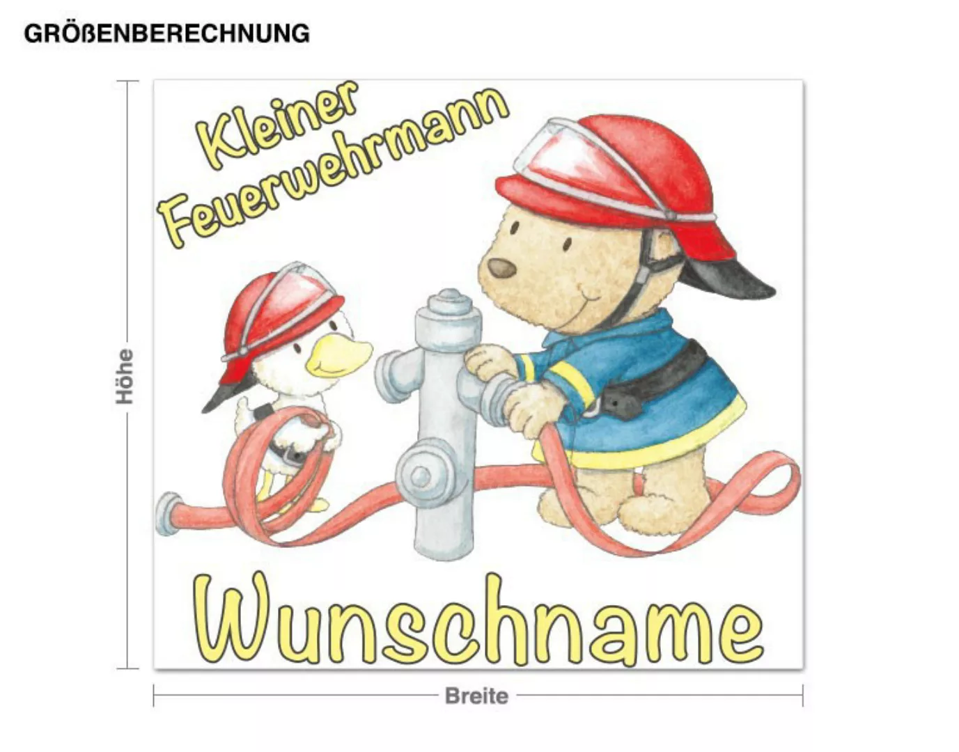 Wunschtext-Wandtattoo Kinderzimmer Steinbeck - Kleiner Feuerwehrmann und En günstig online kaufen