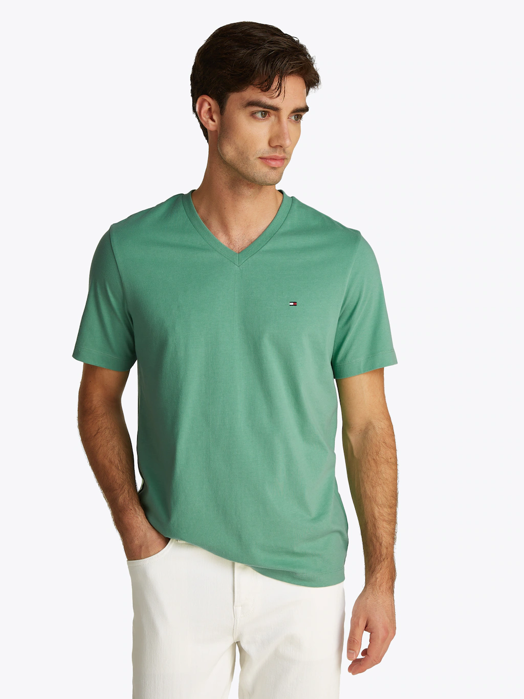 Tommy Hilfiger V-Shirt "ESSENTIAL V-NECK TEE mit V-Ausschnitt und Markenlab günstig online kaufen