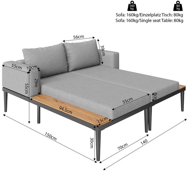 TavilaEcon Daybed Doppel-Liegebett mit Regalen, Multifunktionales wasserdic günstig online kaufen