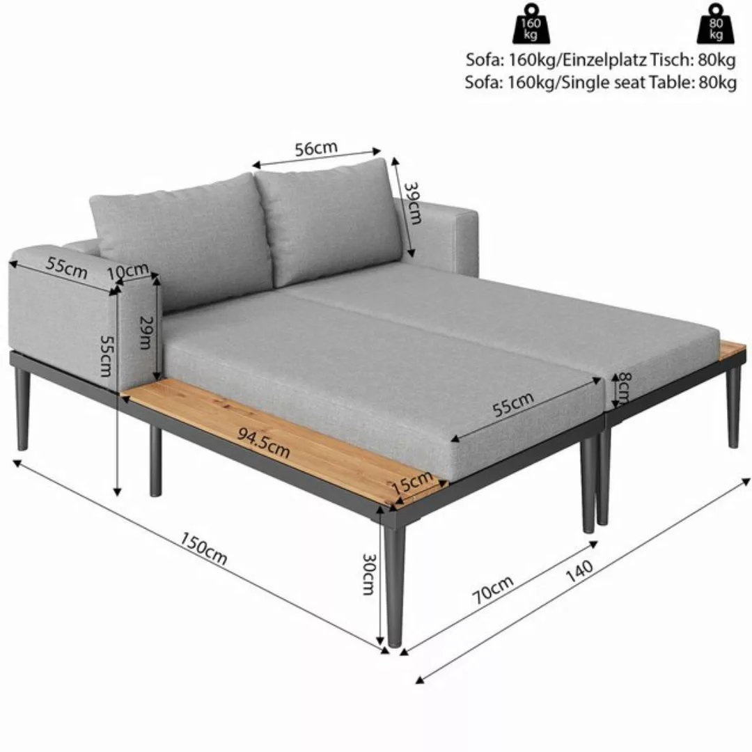 TavilaEcon Daybed Doppel-Liegebett mit Regalen, Multifunktionales wasserdic günstig online kaufen