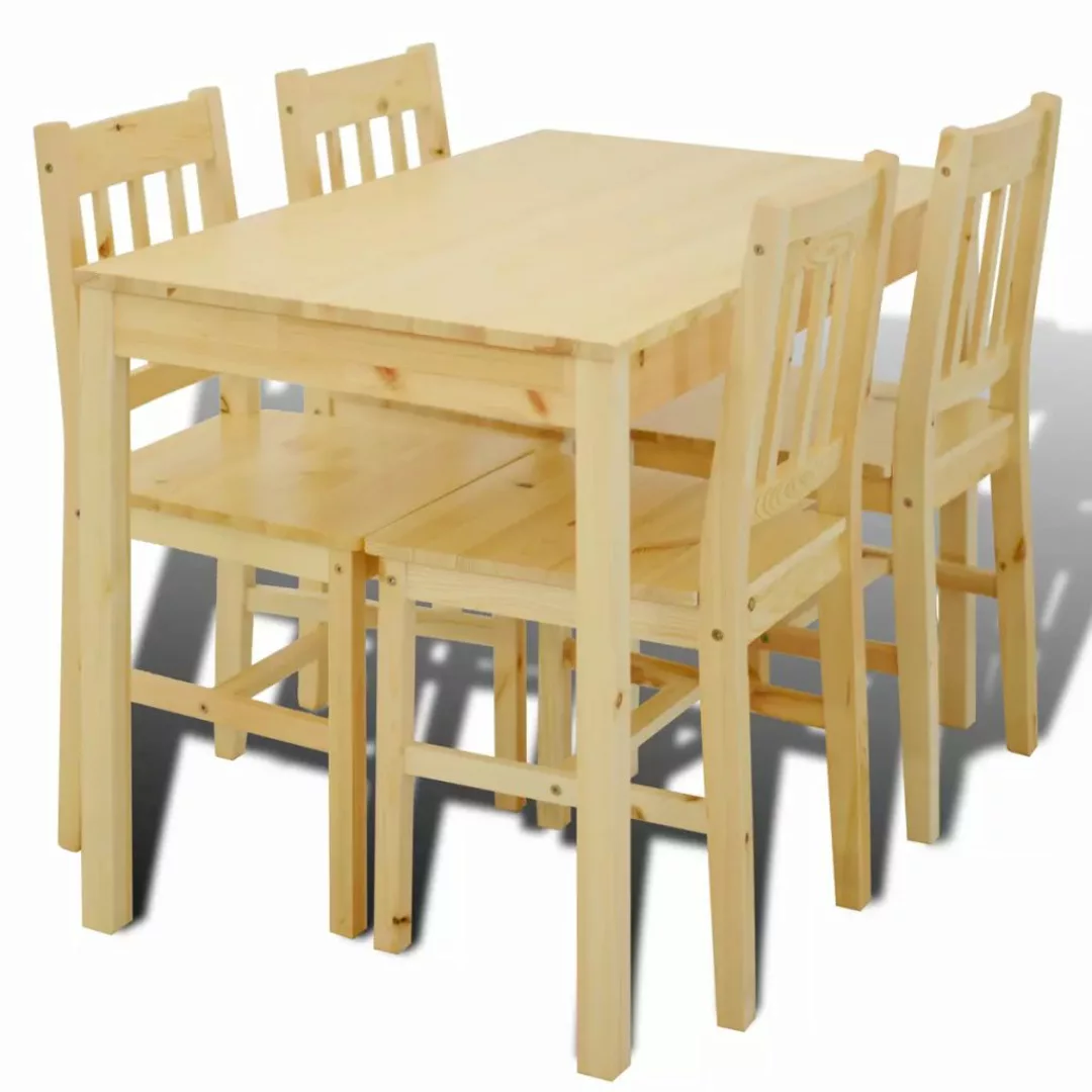 Esstisch Holztisch Mit 4 Holzstühlen Esszimmerset Essgruppe günstig online kaufen