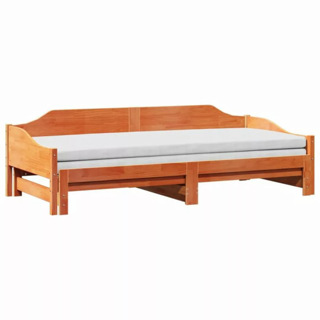 vidaXL Bett, Tagesbett Ausziehbar Wachsbraun 80x200 cm Massivholz Kiefer günstig online kaufen