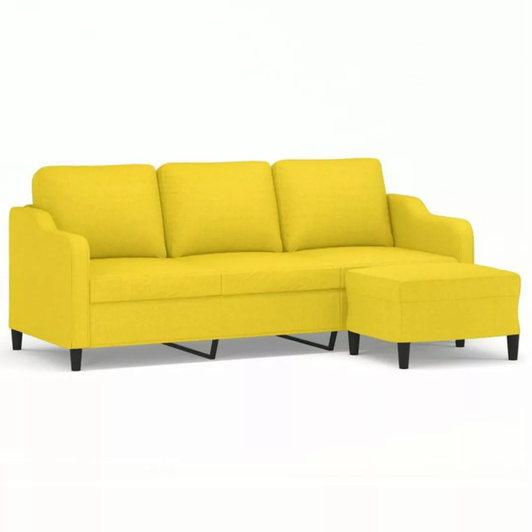 vidaXL Sofa 3-Sitzer-Sofa mit Hocker 180 cm Stoff, Gelb günstig online kaufen