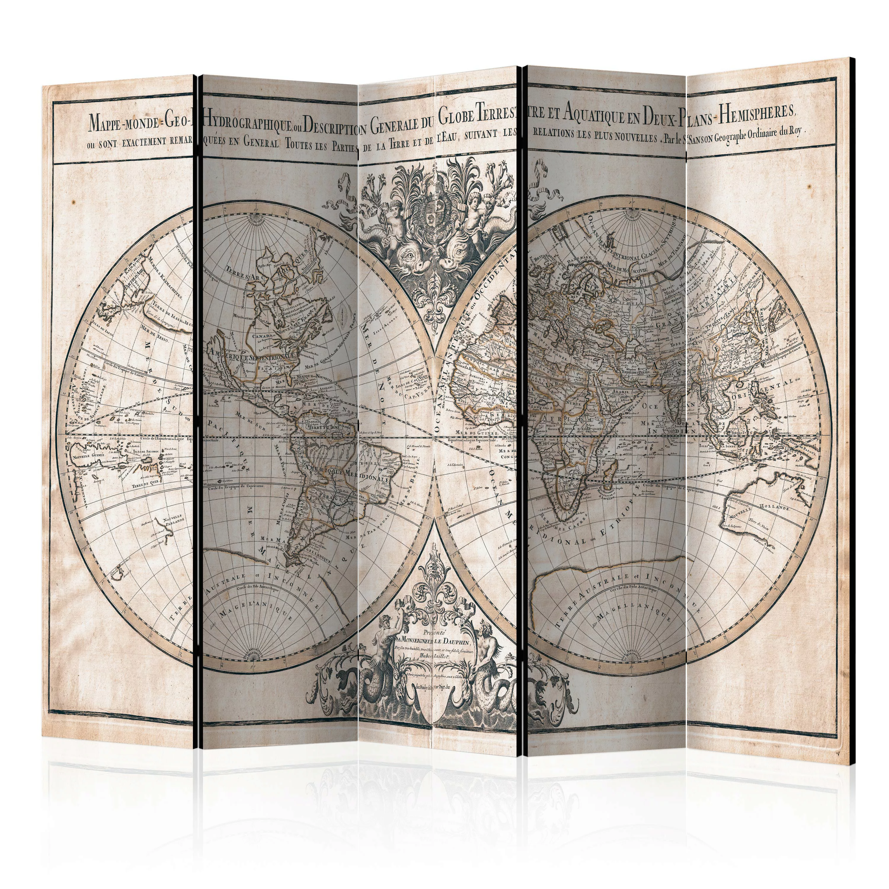 5-teiliges Paravent - Mappe-monde Geo-hydrographique [room Dividers] günstig online kaufen