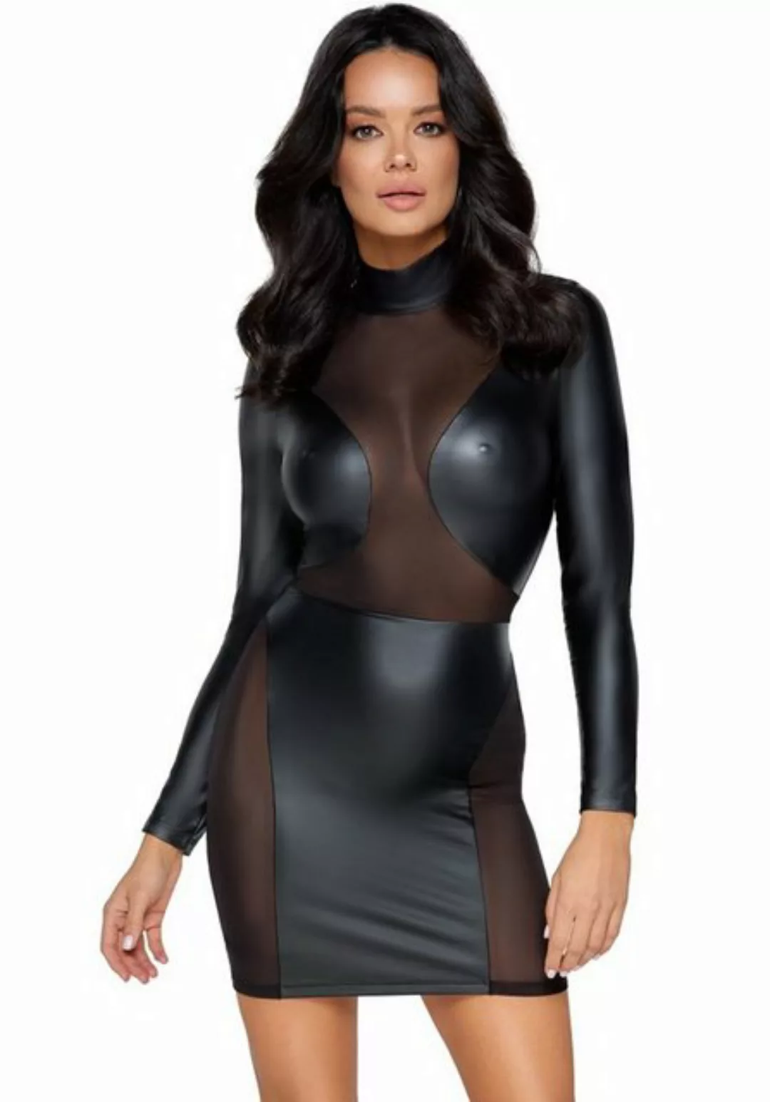 Cottelli Collection Minikleid Wetlook-Kleid transparent - schwarz günstig online kaufen