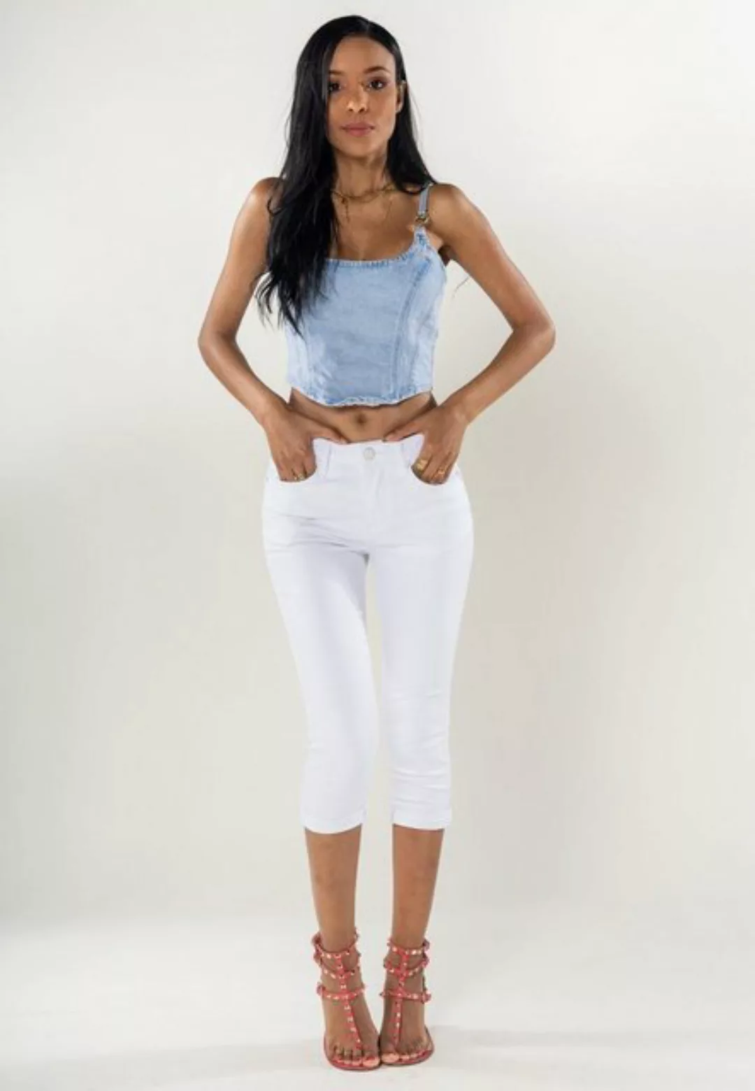 Nina Carter Caprihose Capri Jeans Shorts Stretch Skinny 3/4 Bermuda Kurze H günstig online kaufen