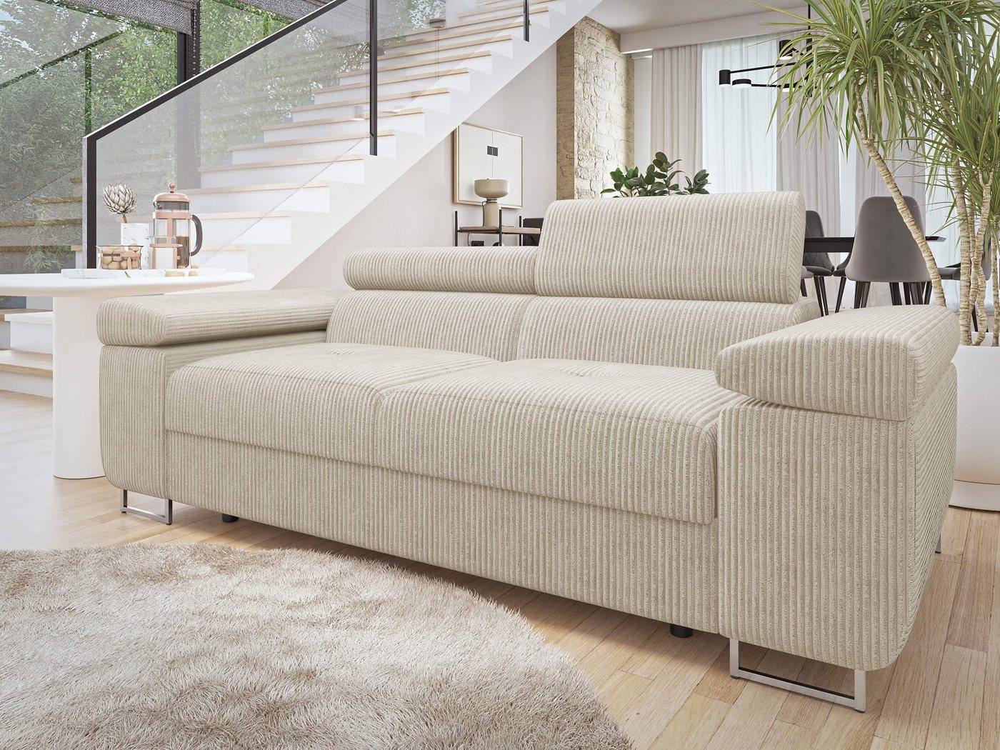 MIRJAN24 Sofa Torezio 2 Cord, Einstellbare Kopfstützen, 198x102x70-90 cm günstig online kaufen