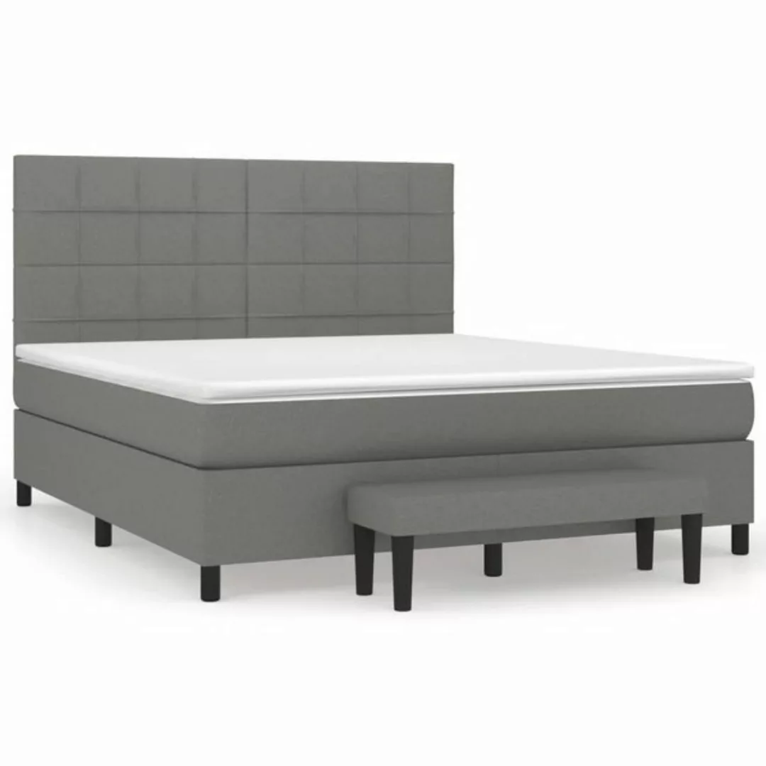 vidaXL Bettgestell Boxspringbett mit Matratze Dunkelgrau 180x200 cm Stoff B günstig online kaufen