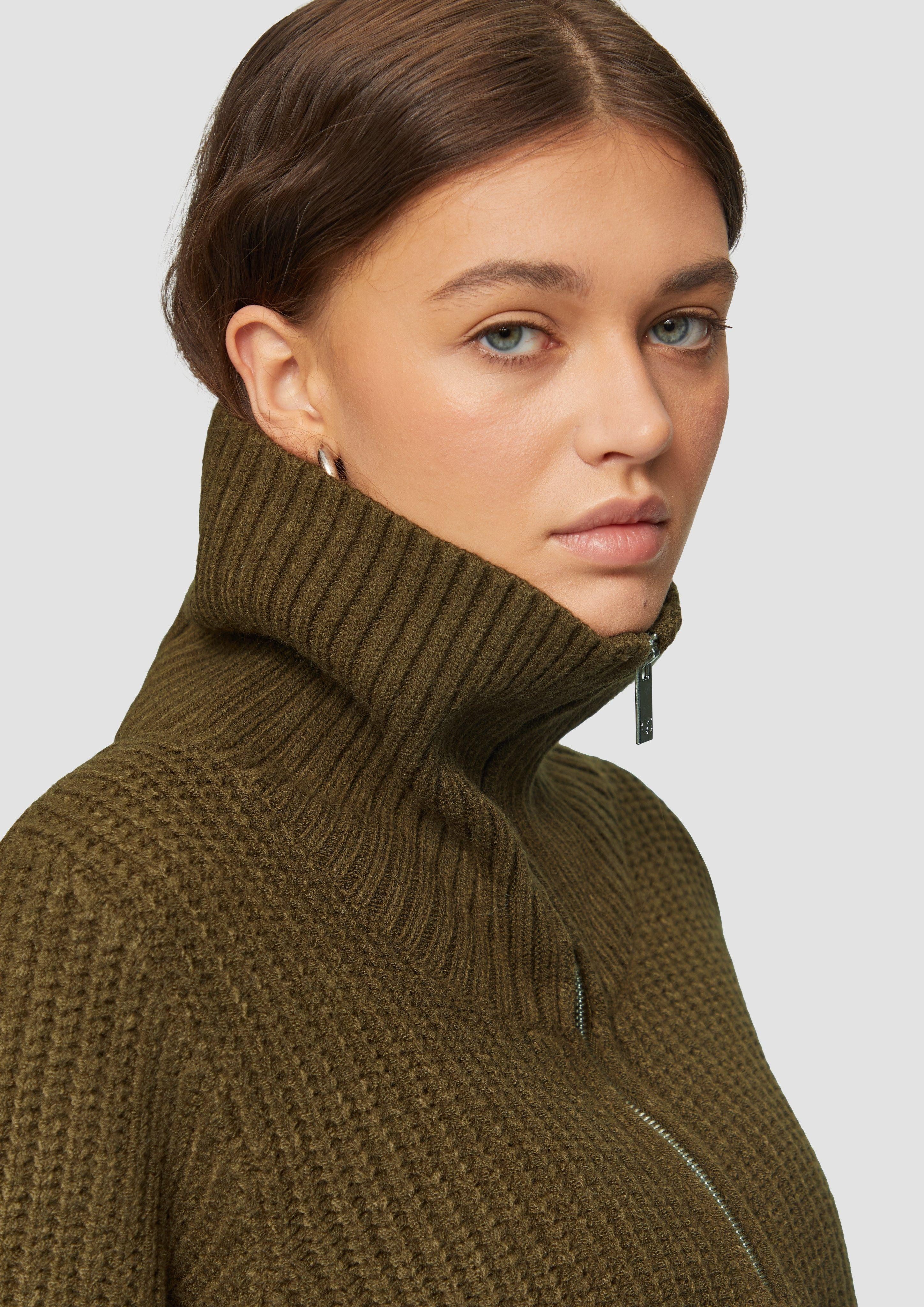 QS Strickpullover Strickpullover mit Troyer-Kragen Reißverschluss günstig online kaufen