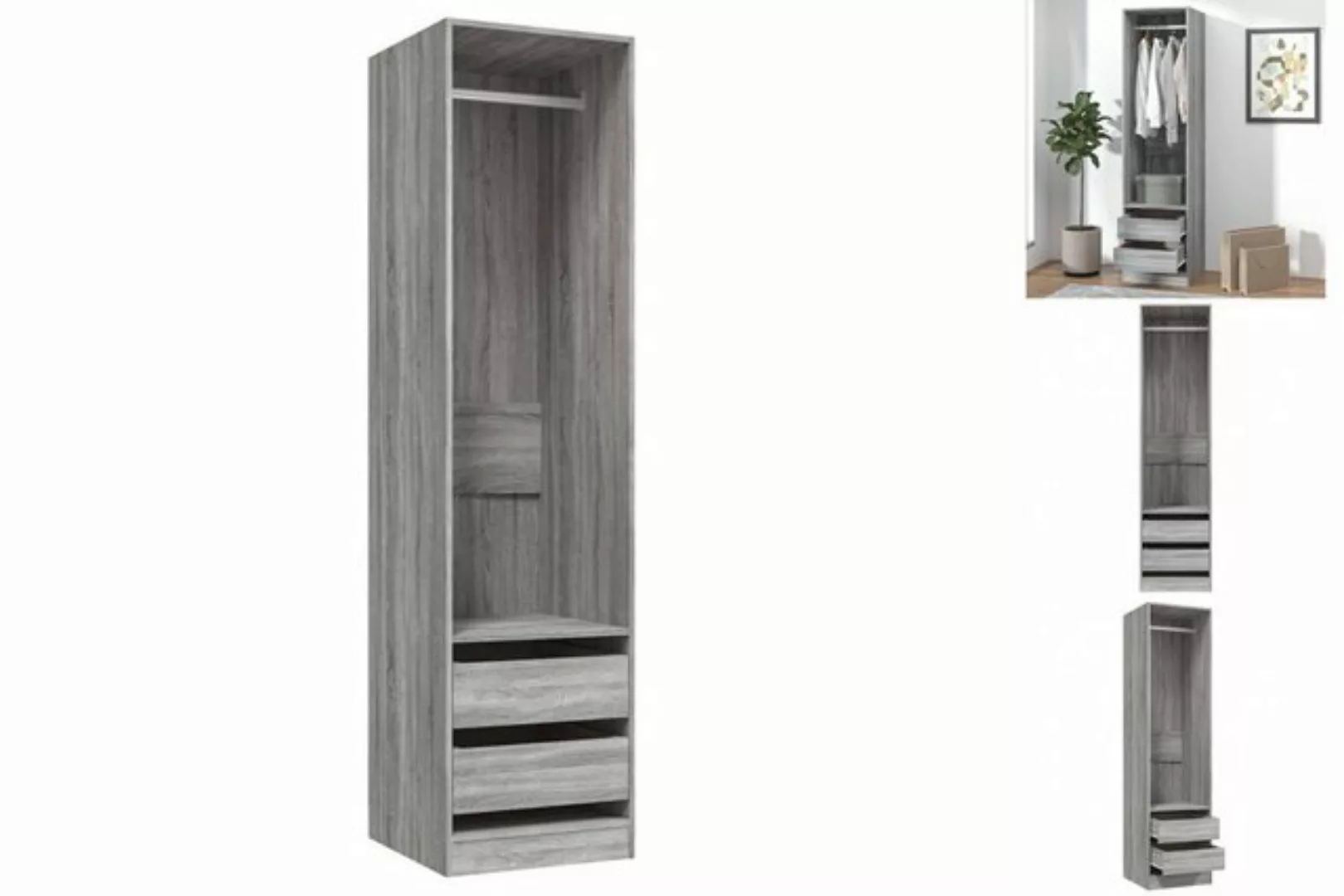 vidaXL Kleiderschrank Kleiderschrank mit Schubladen Grau Sonoma 50x50x200 c günstig online kaufen