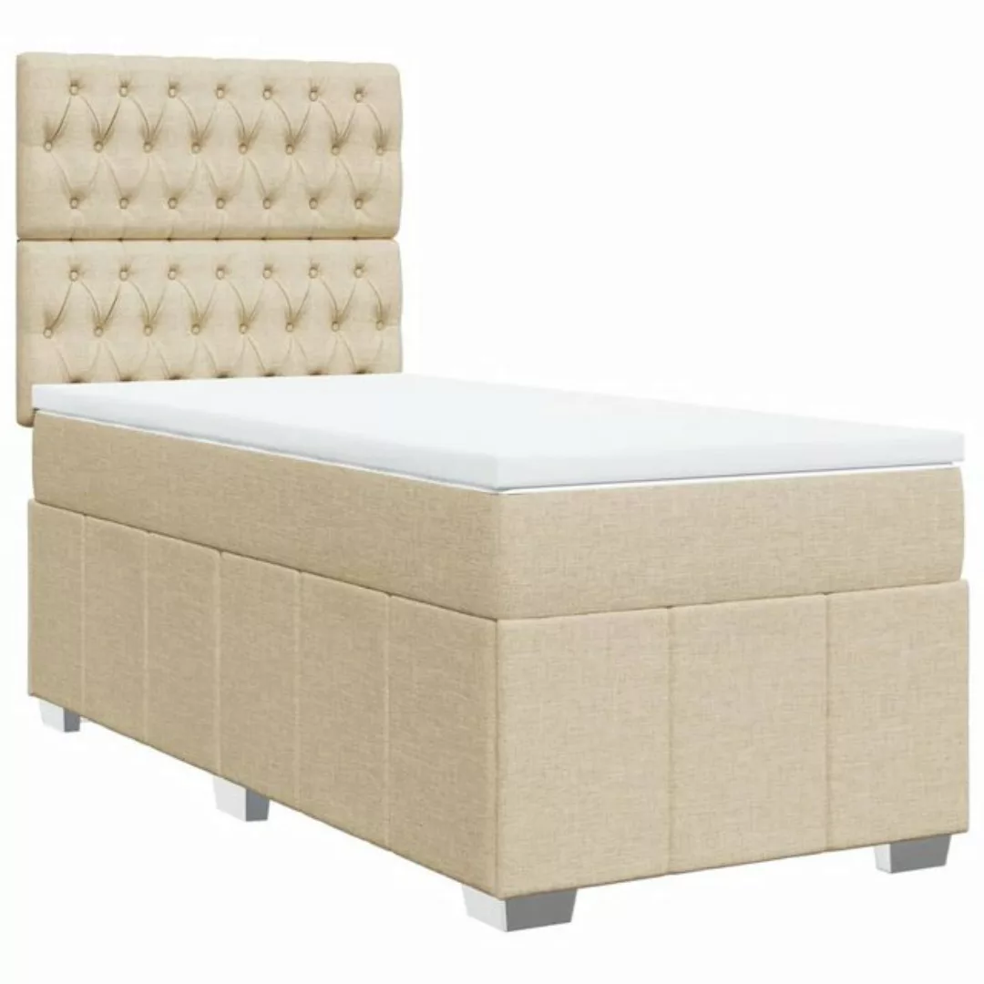 vidaXL Bett Boxspringbett mit Matratze Creme 80x200 cm Stoff günstig online kaufen