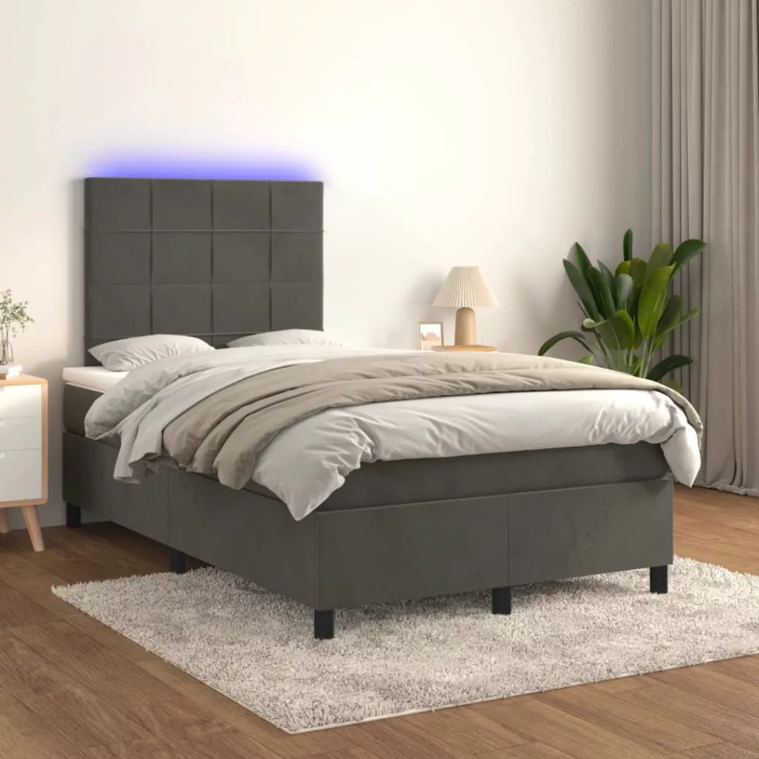 vidaXL Boxspringbett Boxspringbett mit Matratze LED Dunkelgrau 120x200 cm S günstig online kaufen