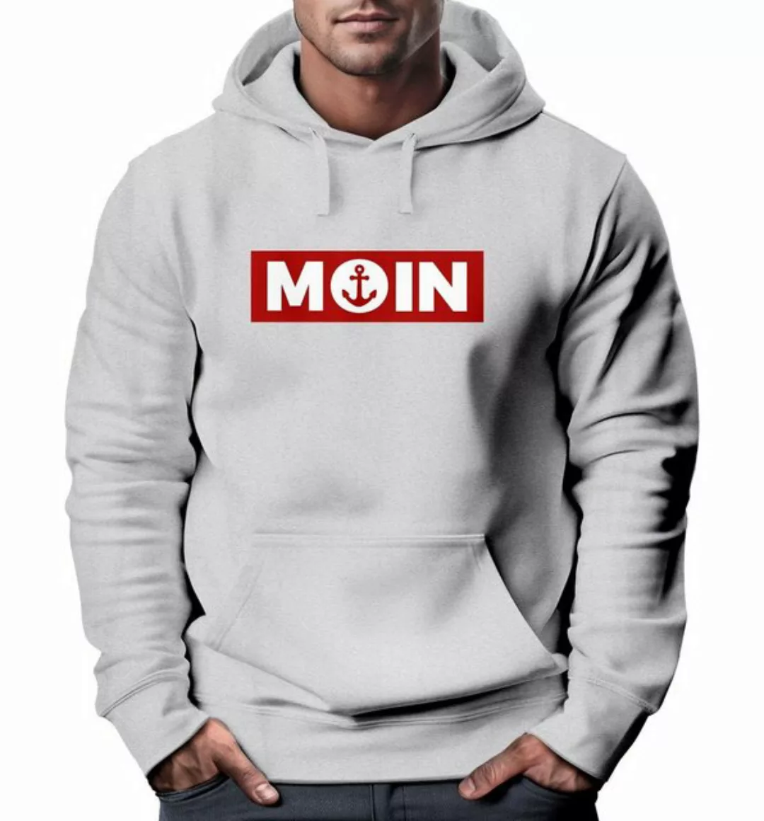 Neverless Hoodie Hoodie Herren Moin norddeutsch Morgen Anker Kapuzen-Pullov günstig online kaufen