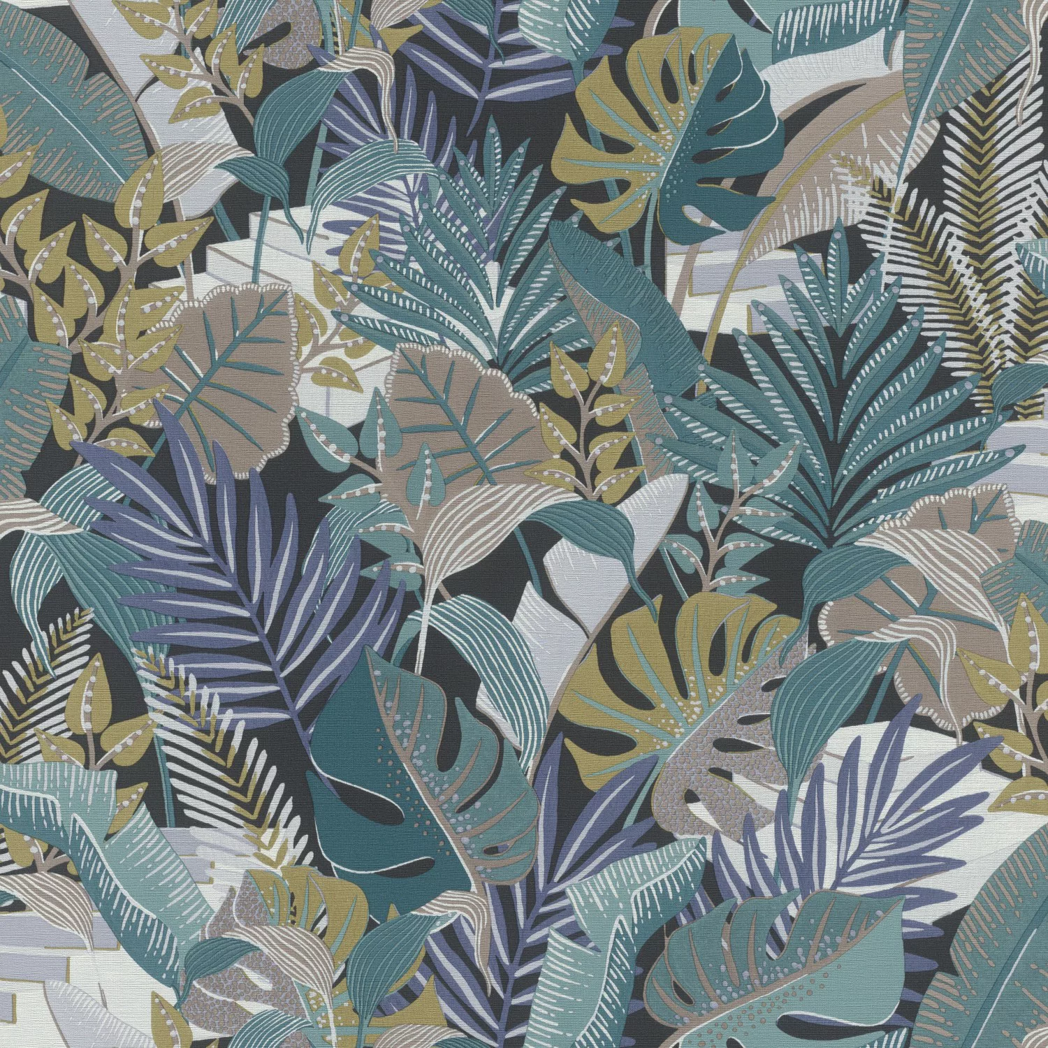 Rasch Vliestapete Tropical House 687828 Dschungel Blau 10,05 m x 0,53 m günstig online kaufen