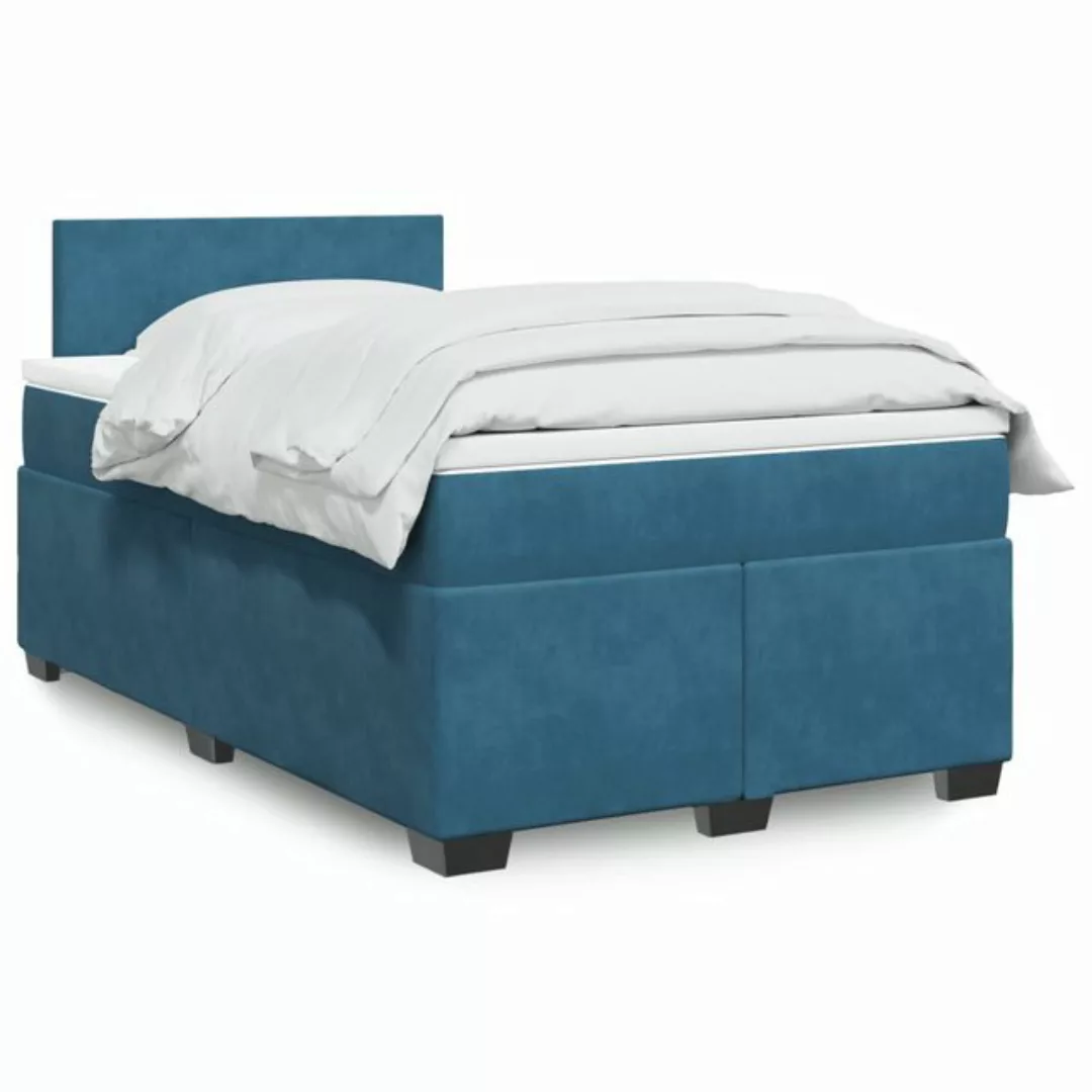 furnicato Bettgestell Boxspringbett mit Matratze Dunkelblau 120x190 cm Samt günstig online kaufen