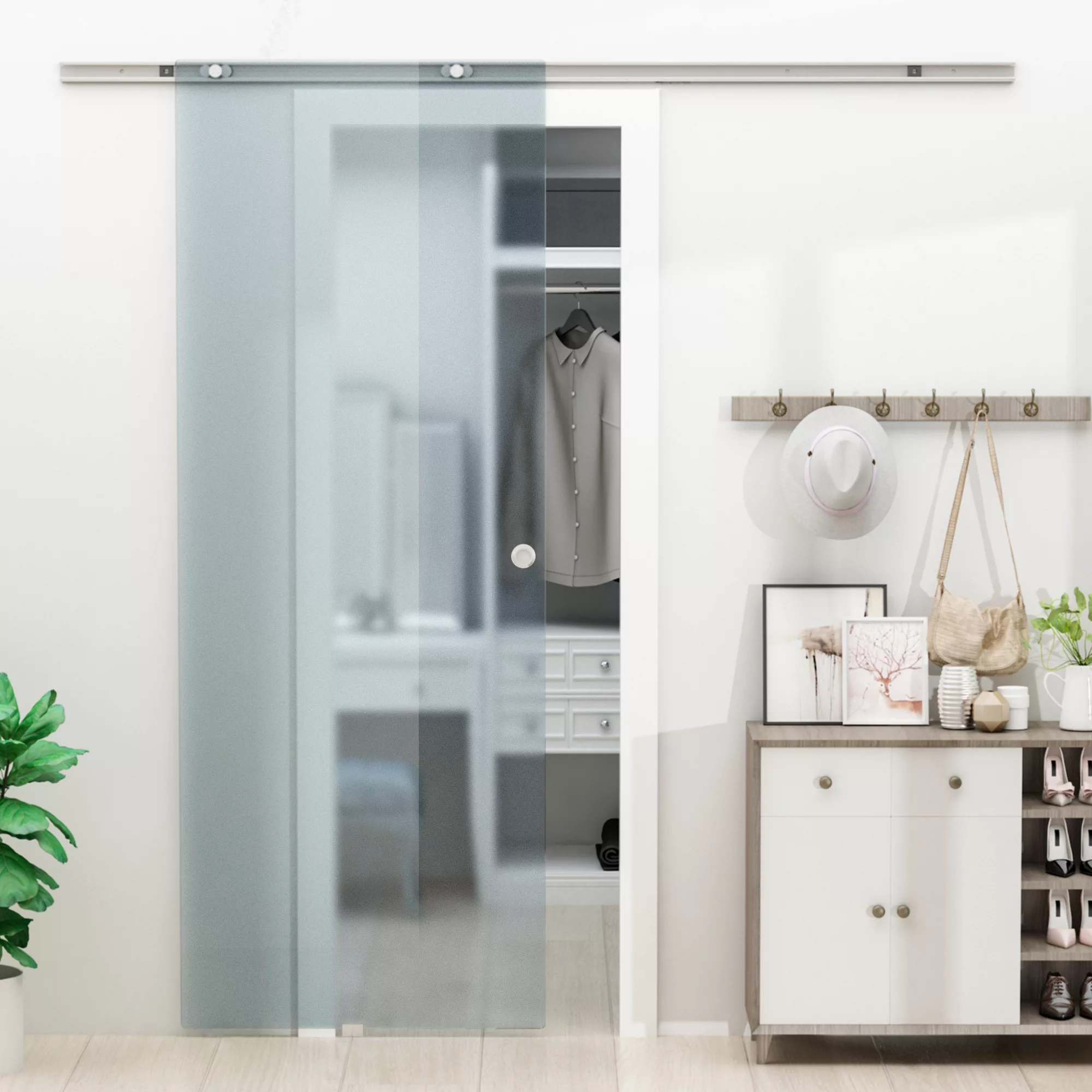 HOMCOM Glasschiebetür Schiebetür  Glastür für Zimmertür, Mattglas, 775/900/ günstig online kaufen