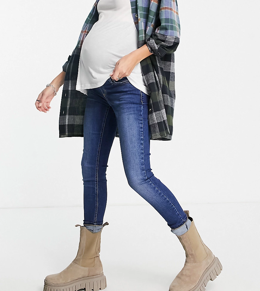 Topshop Maternity – Jamie – Jeans aus recycelter Baumwolle in kräftigem Bla günstig online kaufen