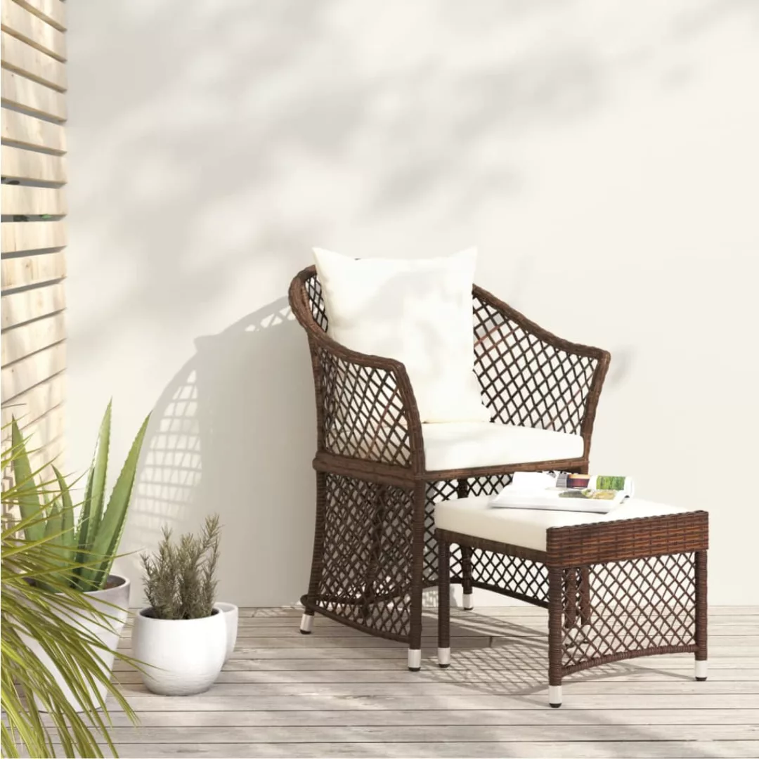 Vidaxl 2-tlg. Garten-lounge-set Mit Kissen Braun Poly Rattan günstig online kaufen