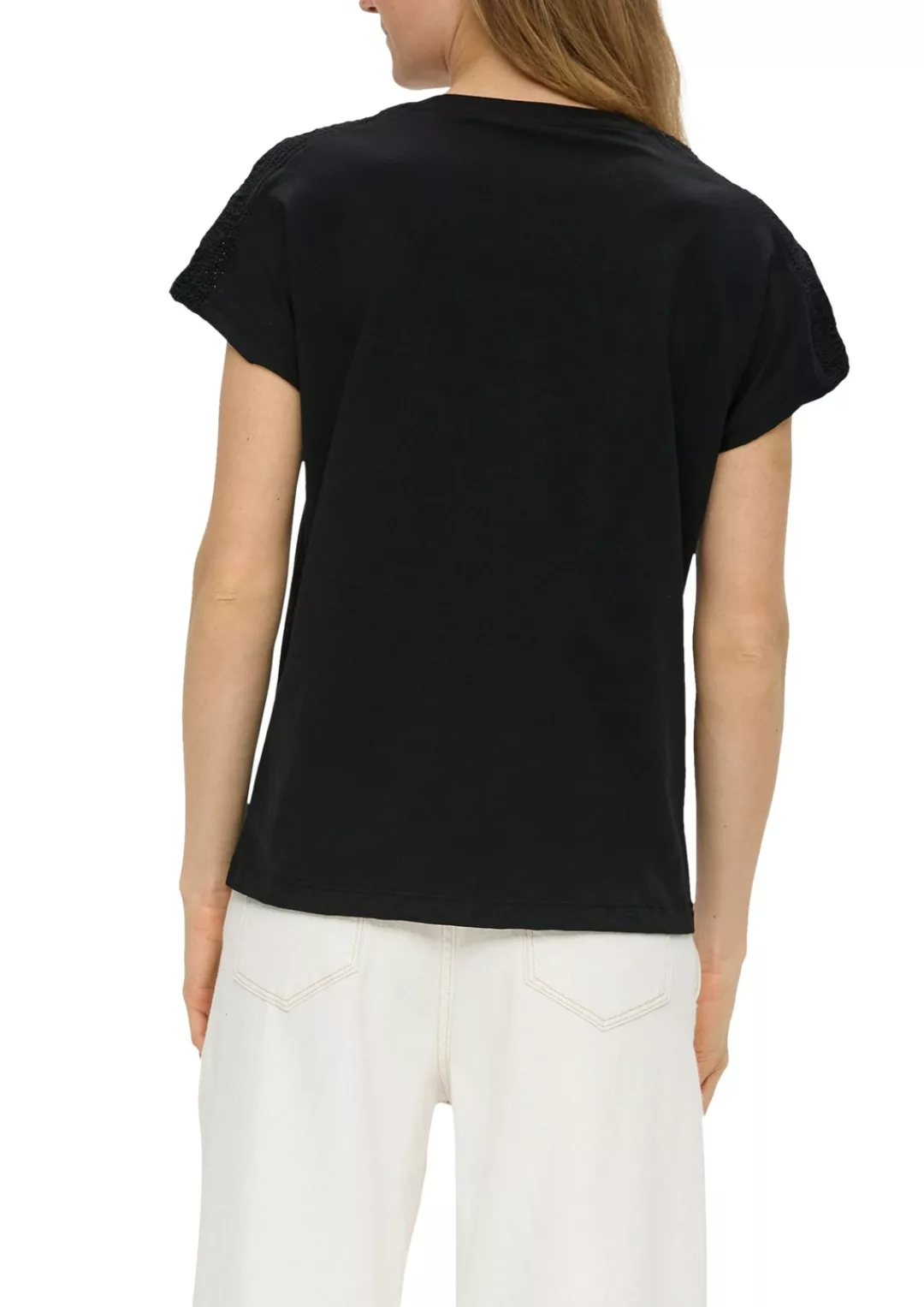 s.Oliver T-Shirt mit Häkelspitzen-Einsatz günstig online kaufen