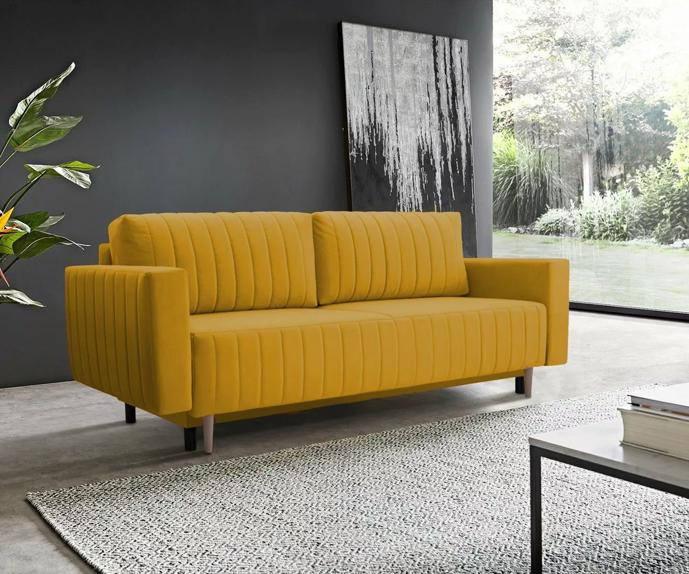 Beautysofa 3-Sitzer RAVI, 225 cm Veloursstoff Polstersofa, mit Bettfunktion günstig online kaufen