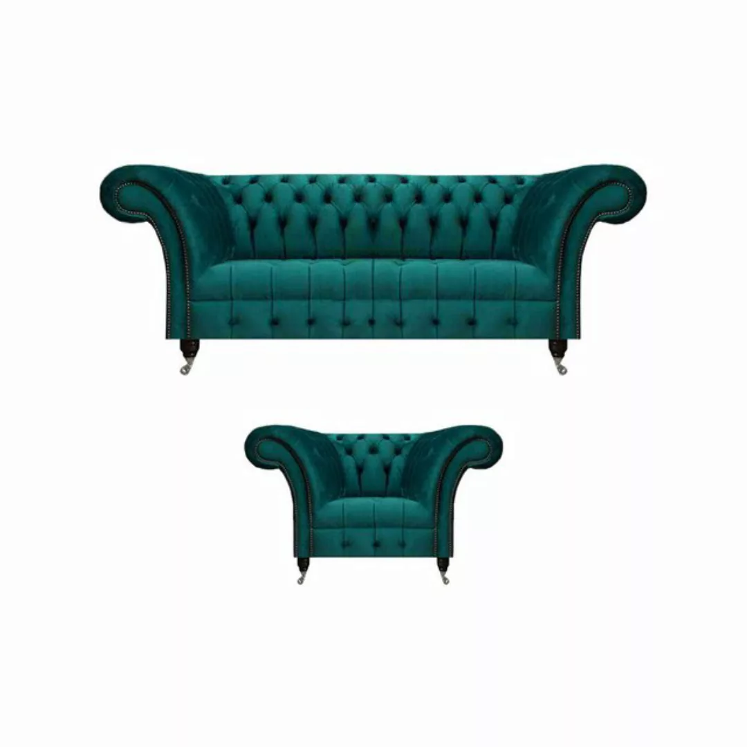 JVmoebel Chesterfield-Sofa Wohnzimmer Sofa Couch Dreisitze Modern Couchgarn günstig online kaufen