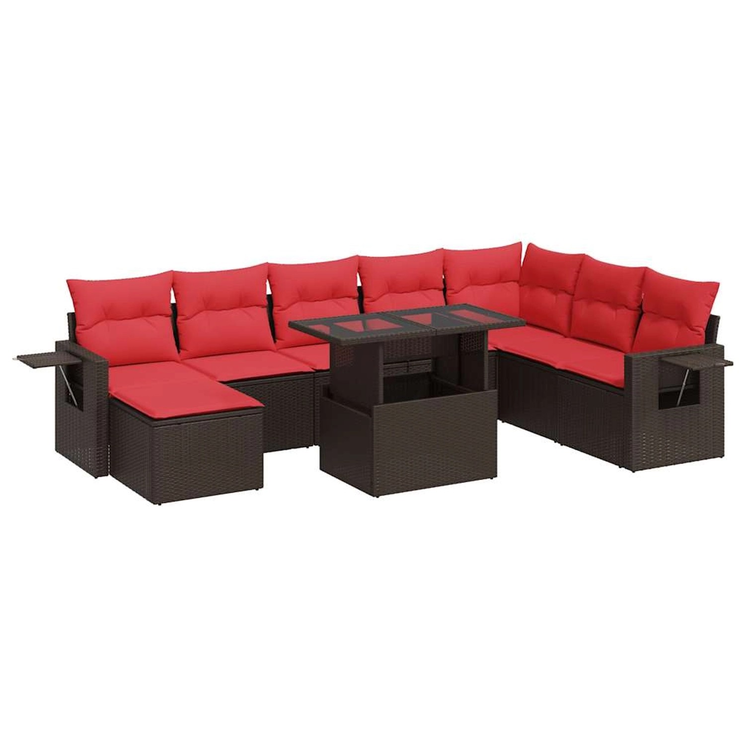 vidaXL 9-Tlg Garten-Sofagarnitur mit Kissen Braun Poly Rattan Akazie 332653 günstig online kaufen