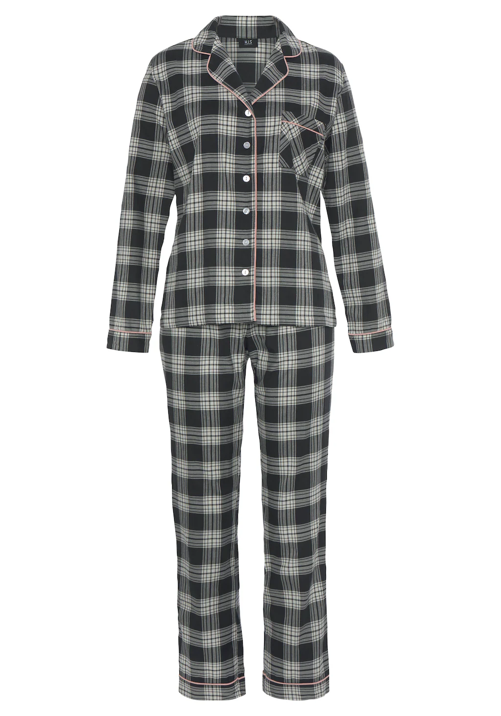 H.I.S Pyjama, (Set, 2 tlg.), aus Flanell mit Allover-Karomuster günstig online kaufen