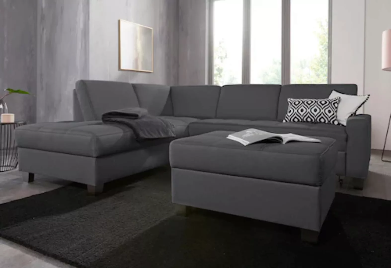 DOMO collection Ecksofa "Florentina L-Form", wahlweise mit Bettfunktion, mi günstig online kaufen