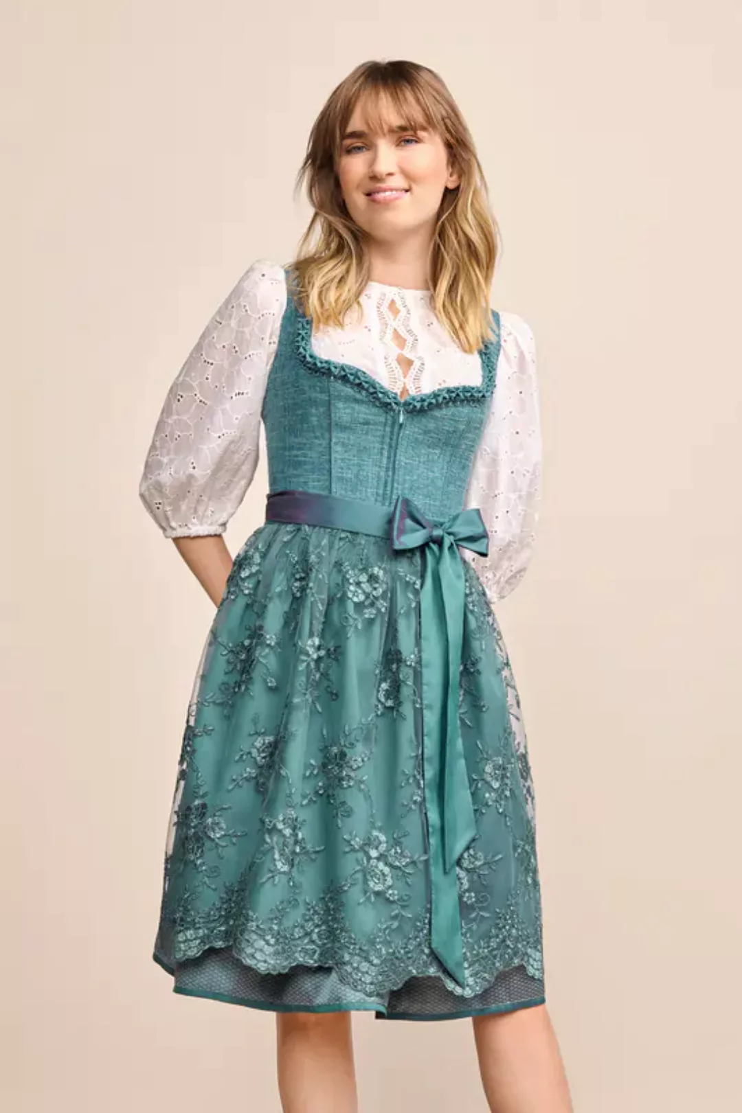 Krüger Madl Dirndl Midi Dirndl mit Tüllschürze günstig online kaufen