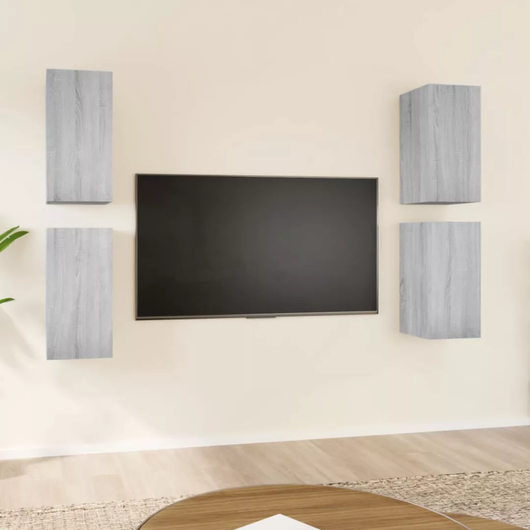 Vidaxl Tv-schränke 4 Stk. Grau Sonoma 30,5x30x60 Cm Holzwerkstoff günstig online kaufen