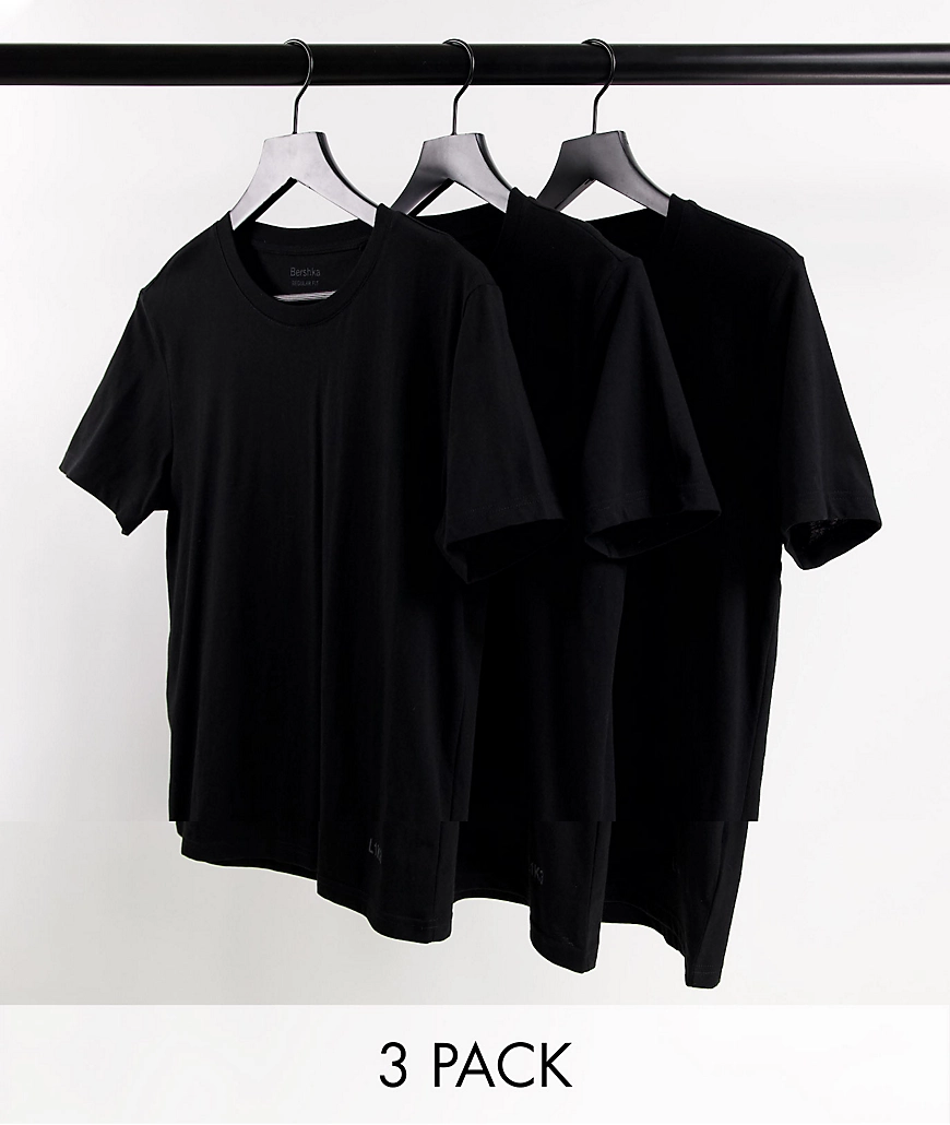 Bershka – T-Shirts in Schwarz im 3er-Pack günstig online kaufen