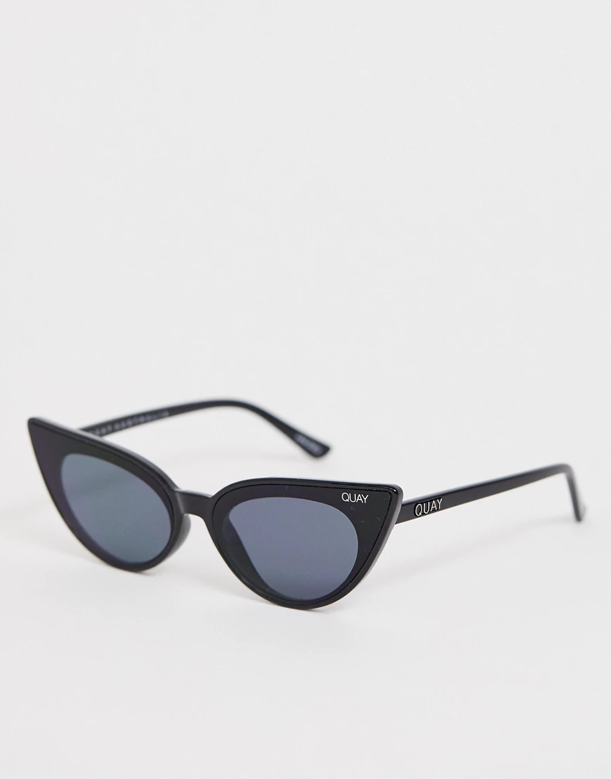 Quay Australia – Shine On – Schwarze Katzenaugensonnenbrille günstig online kaufen