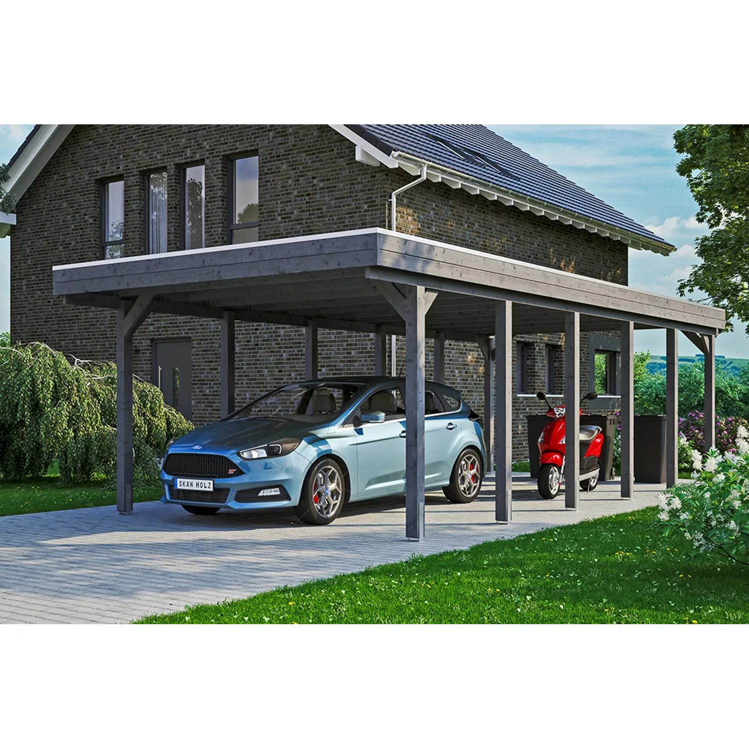 Carport Friesland Schiefergrau 397 x 860 cm mit Aluminiumdach günstig online kaufen