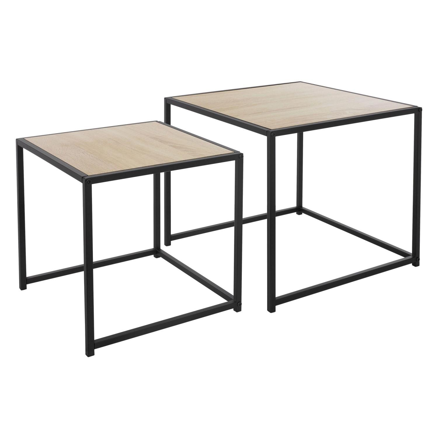 ML-Design Beistelltisch 2Er Set 40x40x40cm/50x50x45cm Quadratisch Schwarz/E günstig online kaufen