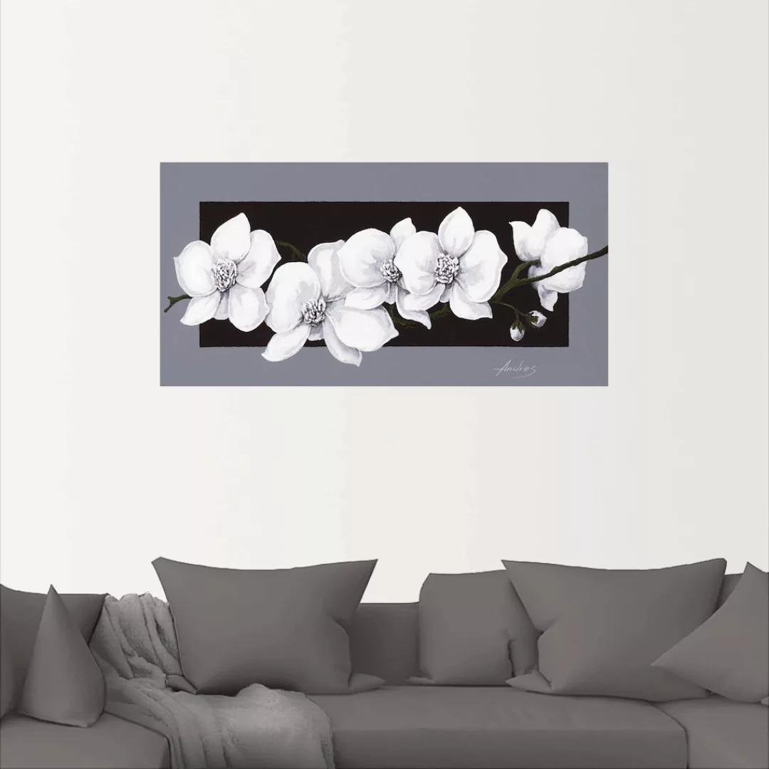 Artland Wandbild "Weiße Orchideen auf grau", Blumen, (1 St.), als Alubild, günstig online kaufen