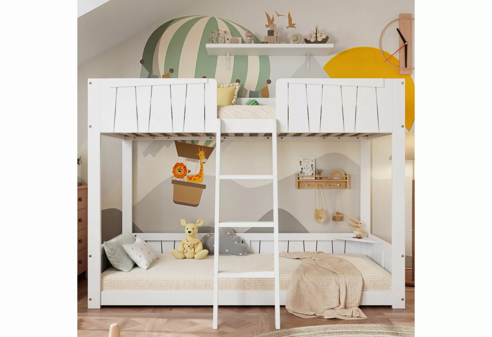 Flieks Etagenbett, Massivholz Kinderbett 90x200cm mit dreistufiger Leiter u günstig online kaufen