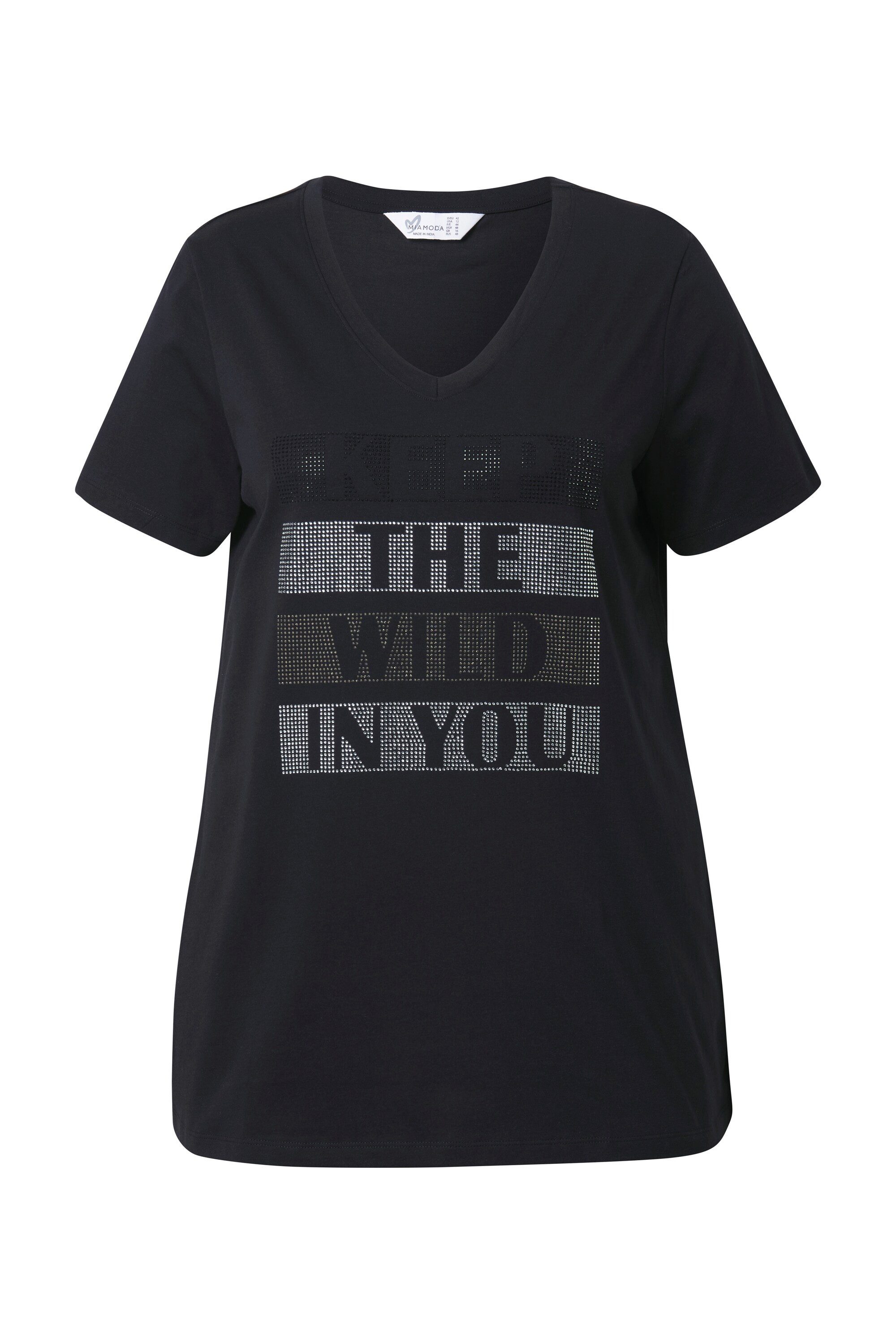 MIAMODA T-Shirt T-Shirt A-Linie Glitzersteinchen-Schriftzug günstig online kaufen