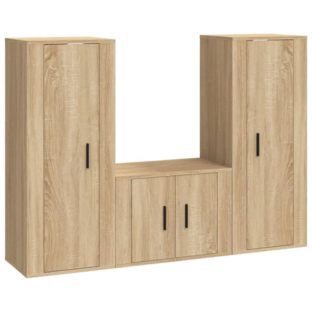 Vidaxl 3-tlg. Tv-schrank-set Sonoma-eiche Holzwerkstoff günstig online kaufen