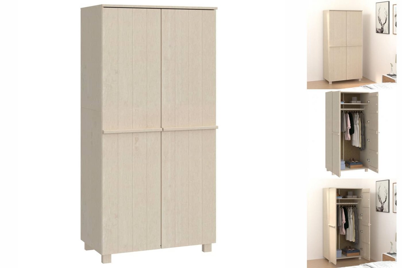 vidaXL Kleiderschrank Kleiderschrank Honigbraun 89x50x180 cm Massivholz Kie günstig online kaufen