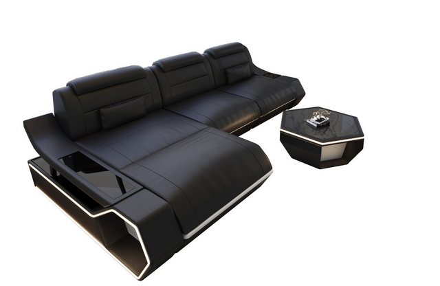 Sofa Dreams Ecksofa Leder Sofa Couch Toscano L Form Ledercouch, LED Beleuch günstig online kaufen