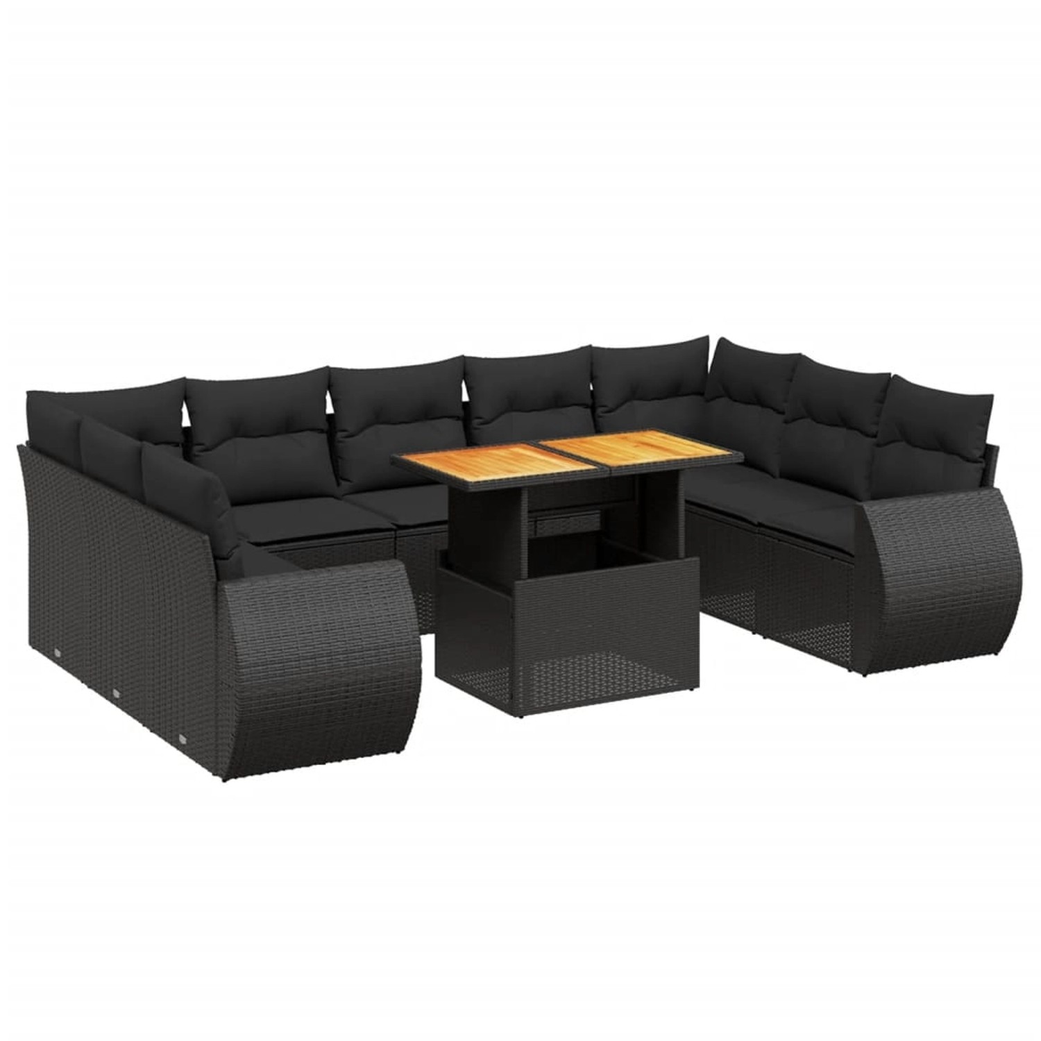 vidaXL 10-Tlg Garten-Sofagarnitur mit Kissen Schwarz Poly Rattan 3272336 günstig online kaufen