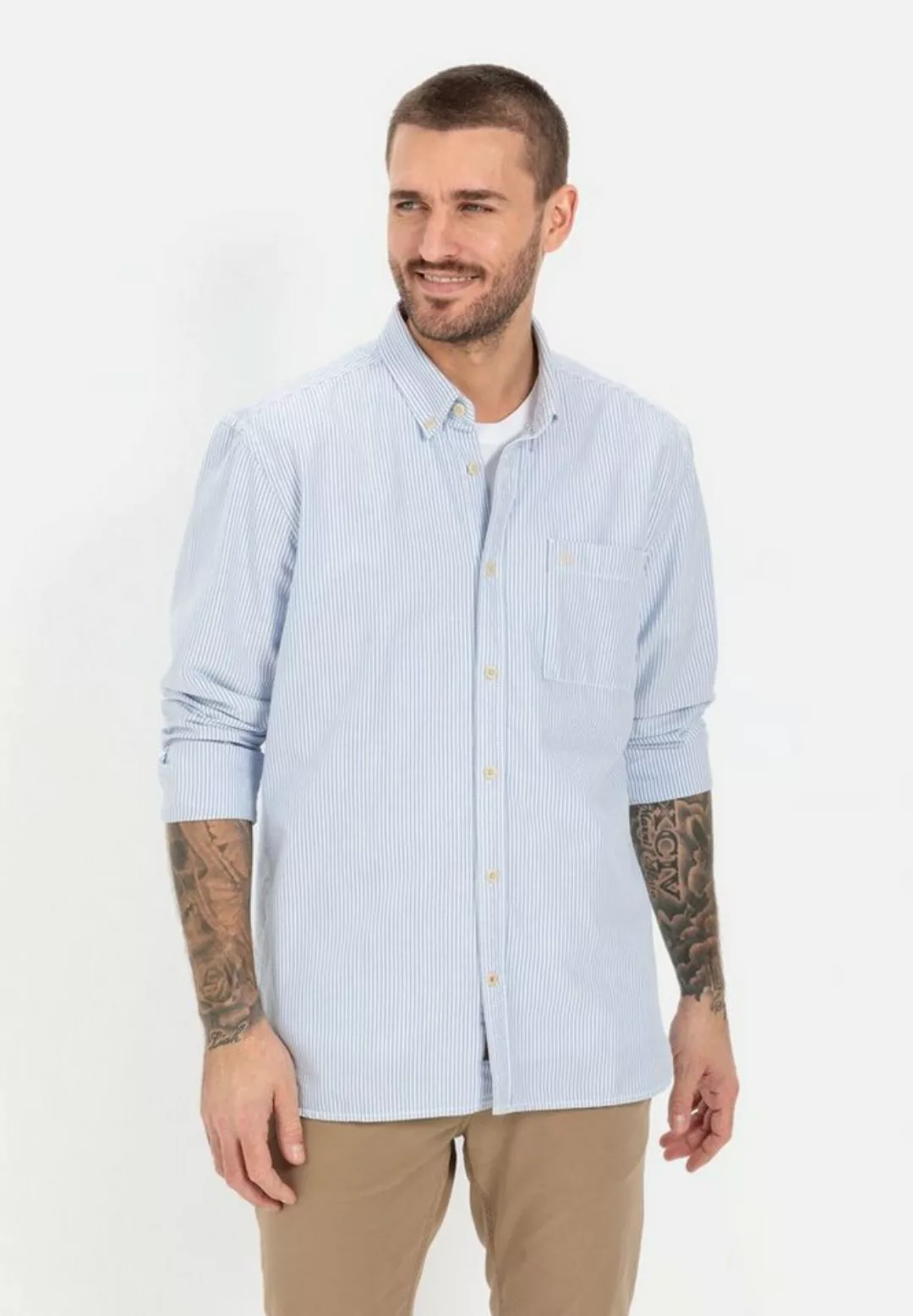 camel active Langarmhemd aus nachhaltigem Organic Cotton Button-Down günstig online kaufen