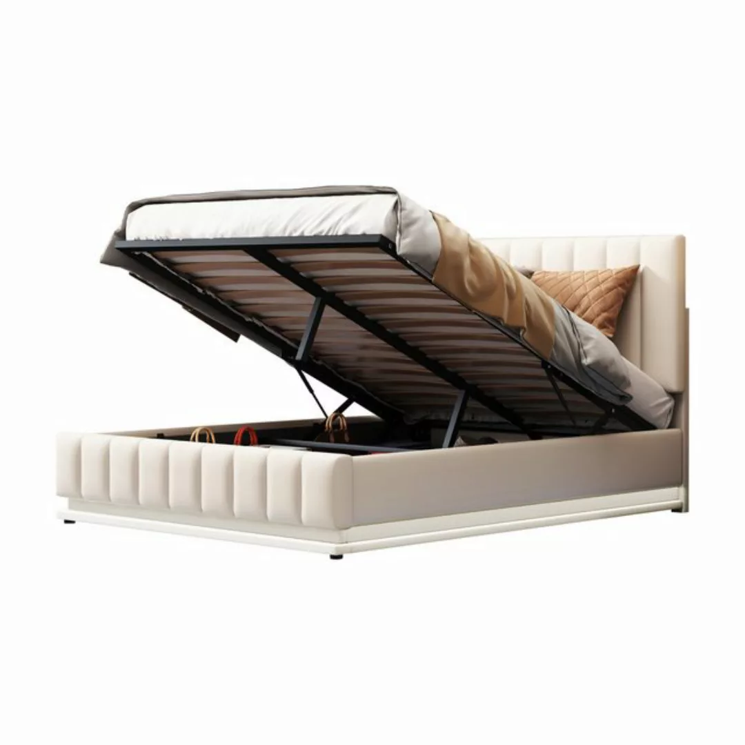 REDOM Polsterbett Doppelbett (140 x 200 cm mit LED, Metalllattenrost & Bett günstig online kaufen