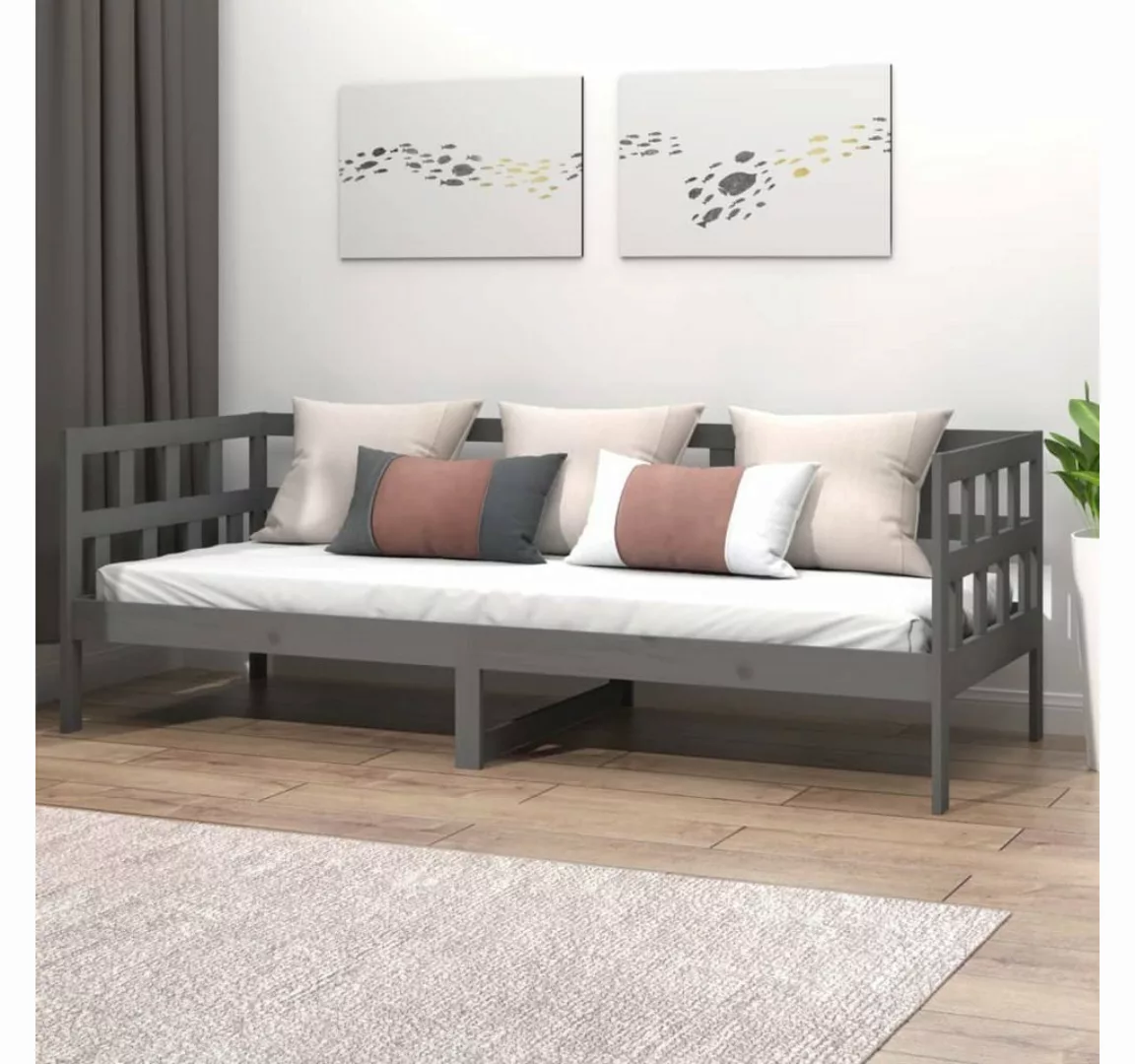 vidaXL Bett Tagesbett Grau Massivholz Kiefer 90x190 cm günstig online kaufen